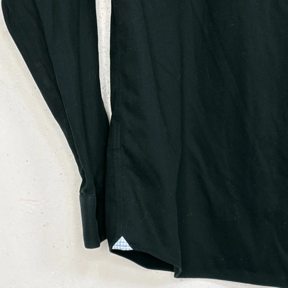 Banana Republic Button Down Shirt L‎ Black Grant Fit Non-Iron Long Sleeve Cotton